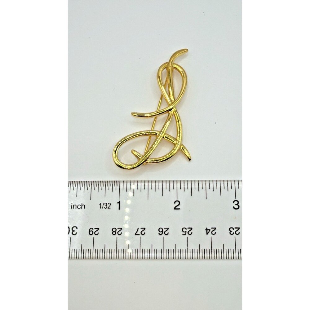 Vintage Cursive Script Initial Letter S Gold Tone… - image 4